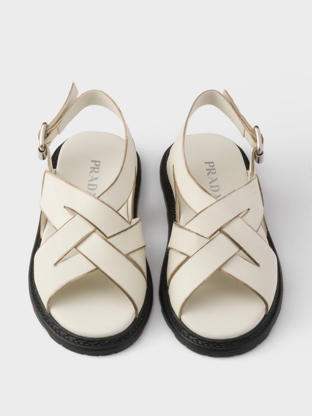 New Prada Antiqued leather sandals $1,270 37.5